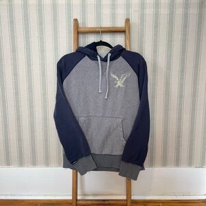 American Eagle Outfitters Y2K Gray and Navy Men's Hoodie